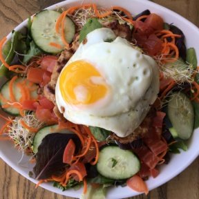 Gluten-free salad with an egg from The Counter Burger
